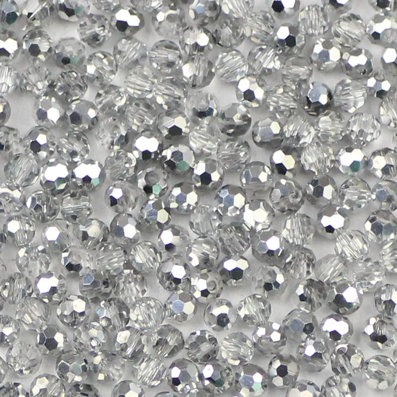 WLYeeS очарование Кристалл бисер 3 мм 200 шт австрийский футбольный кристалл граненые Стеклянные круглые бусины для рукоделия ювелирных изделий - Цвет: Half Silver