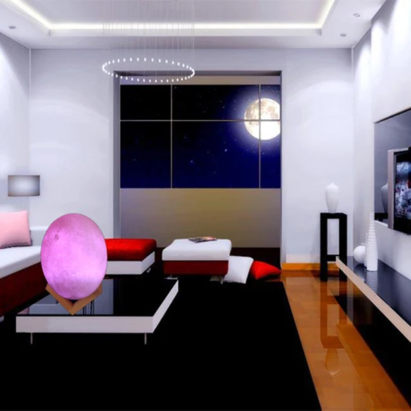 

USB Rechargeable Night Light 3D Print Eggshell Lamp Patted Switch Bedroom Bookcase Led Night Light seven color gradient