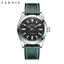 40 мм часы Parnis механические сапфировое стекло повседневные кожаные Miyota 8215 Мужские автоматические часы новое поступление PA2107