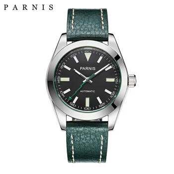 

40mm Parnis Watch Mechanical Sapphire Crystal Casual Leather Miyota 8215 Men's Automatic Watch New Arrival 2018 PA2107