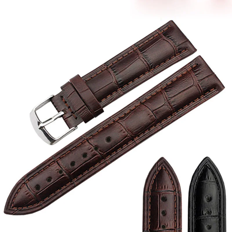 

Genuine Leather Straps Watchbands 14mm 20mm 22mm Universal Watch Accessories Men Brown Black Belt Band