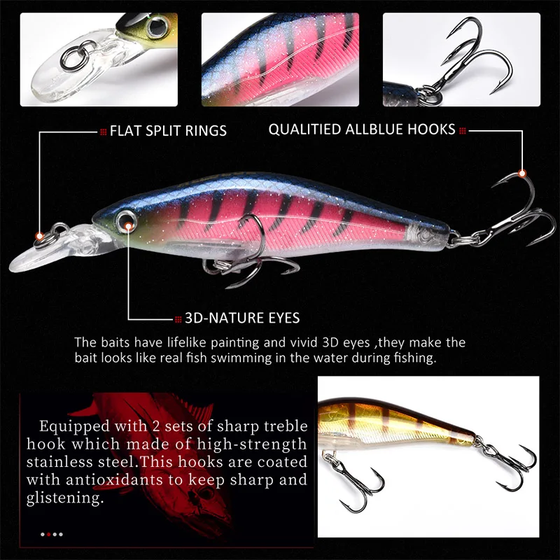 ALLBLUE SLUGGER 65SP Профессиональная 3D Shad рыболовная приманка 65 мм 6,5 г подвесной воблер гольян 0,5-1,2 м бас приманка для щуки рыболовные снасти