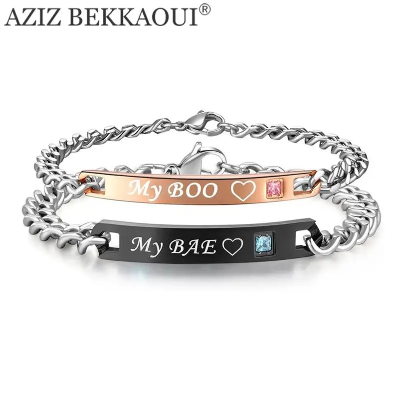 Прямая поставка браслеты My Boo & Bae с именем для женщин и мужчин Парные кристаллами