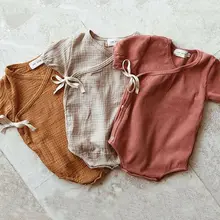 Estate Del Bambino Delle Ragazze del Ragazzo Pagliaccetto di Colore Solido Manica Corta Salopette Corta Tuta Prendisole Vestiti Abiti per 0-18M Neonato infantili Per Bambini