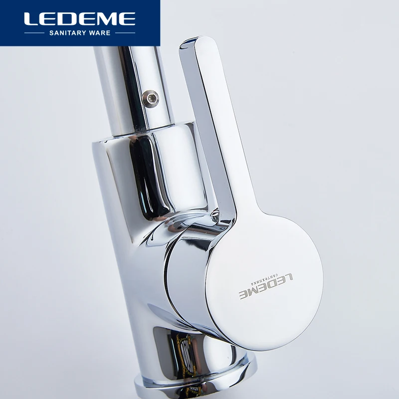 Online LEDEME Messing Küche Armaturen Heiße Und Kalte und Wasser Armaturen Chrom Waschbecken Platz Wasserhahn Mischer Küche Wasserhahn L4898