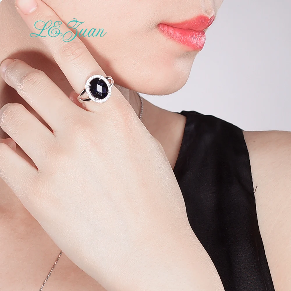 

I&zuan 4.74ct Blue Stone Checkerboard Cut Ring 925 Sterling Silver Jewelry Romantic Luxury Rings For Women