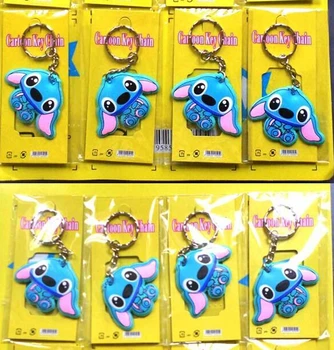 

New 3 Sheets 36Pcs Cartoon Stitch Key Ring Cartoon Foam Padded Keychains Dolls Bag Pendant For Best Gift Free Shipping SD-10