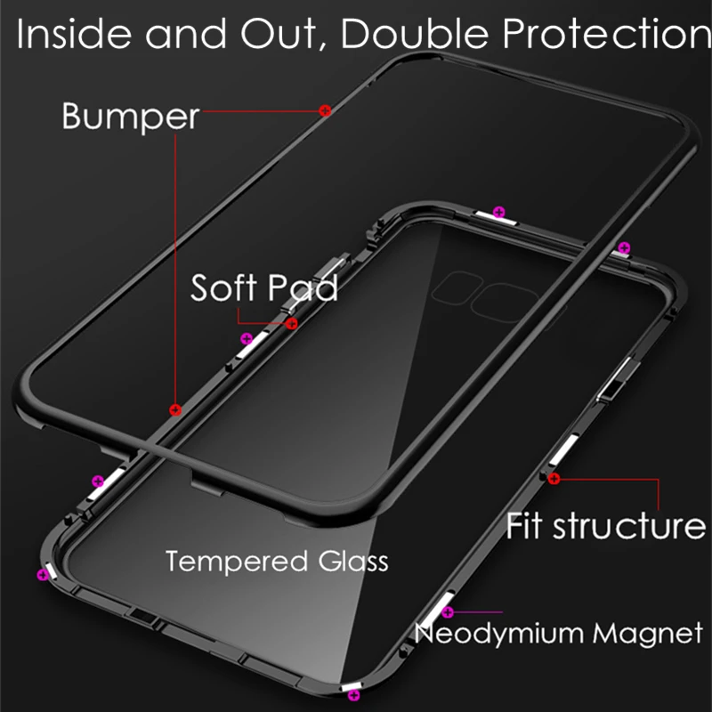 360 магнитной адсорбции чехлы для телефонов для samsung Galaxy S10 Lite S9 S8 плюс S7 край A6 A8 A7 A9 J4 J6 J8 A10 A30 A50 M10 M20