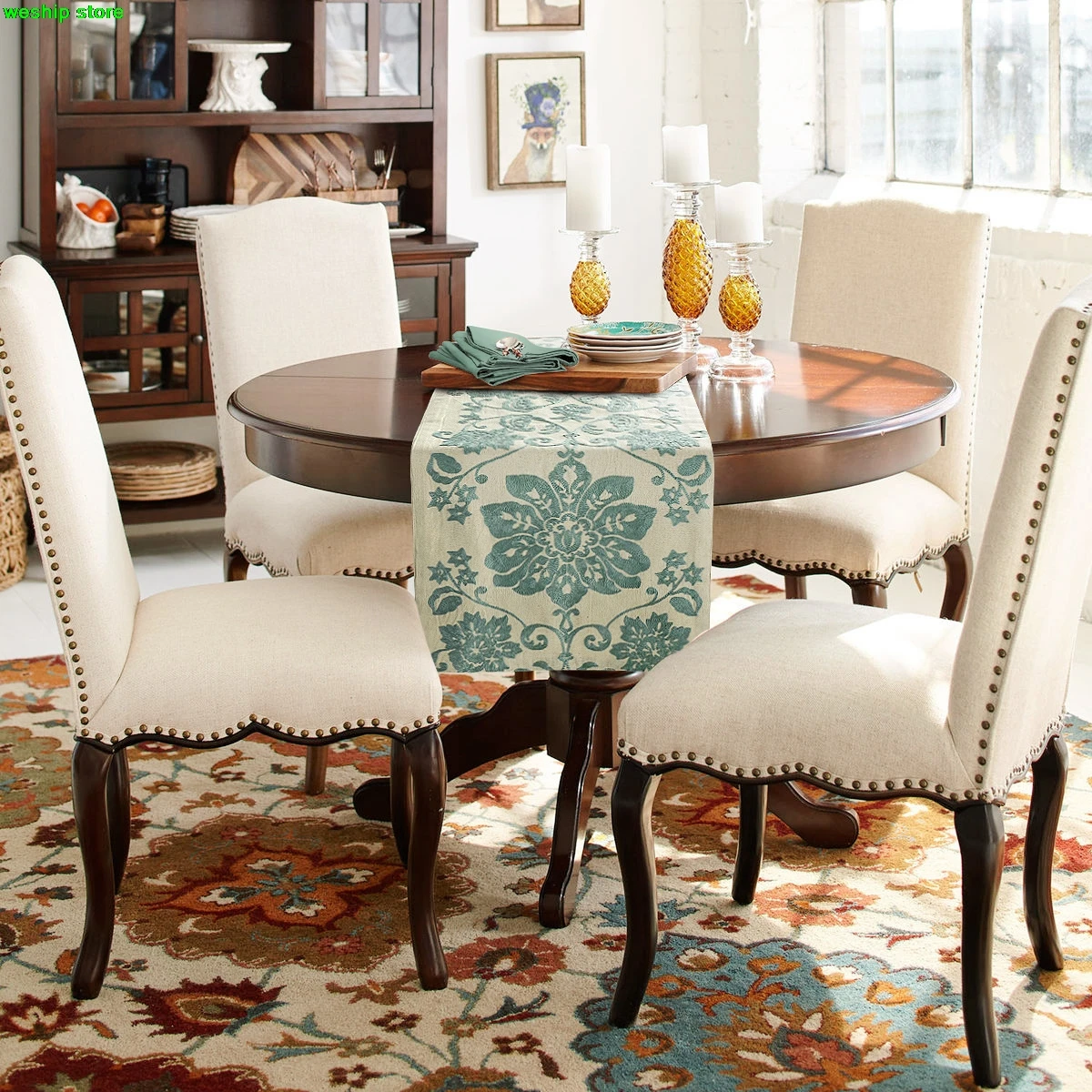 

High-end fashion Contracted rural Simple Double cotton and linen cloth Embroidery Table flag
