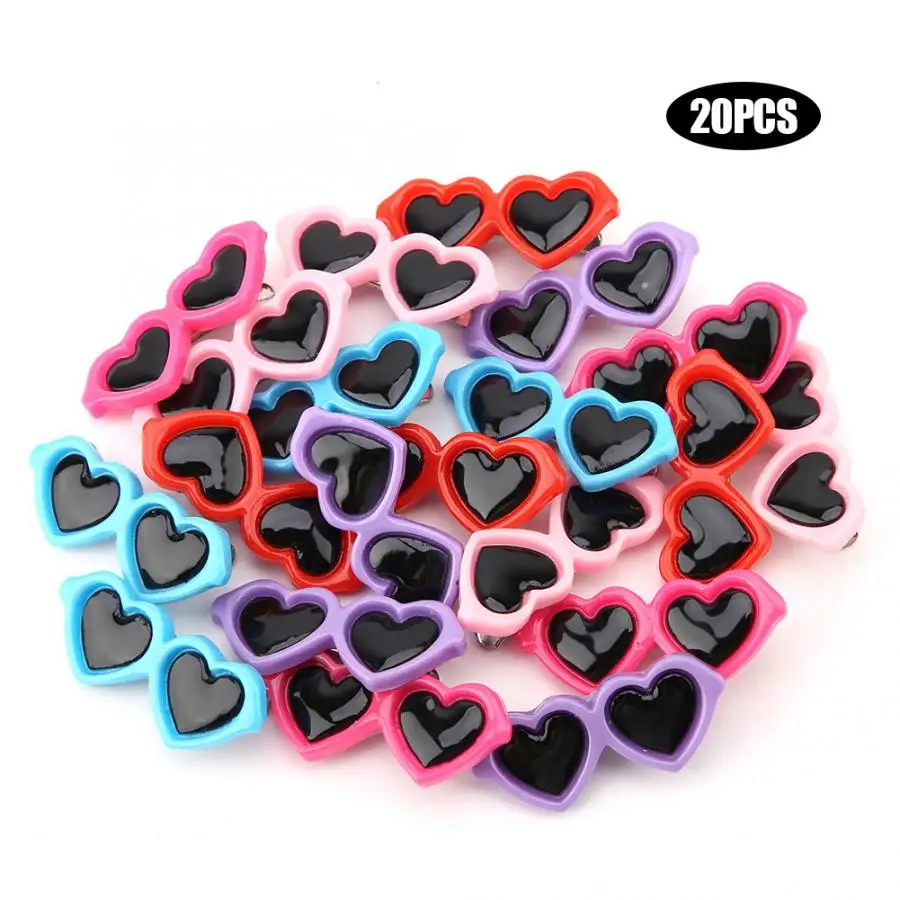 

Pet Dog Products Collar Decoration 20PCS Pet Hair Bows Heart-shaped Glasses Style Hairpin Headdress Flower Grooming for Dogs Cat