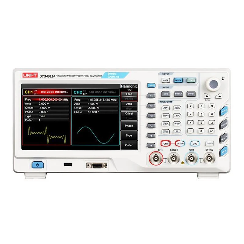 

UNI-T UTG4082A Function/Arbitrary Waveform Generator Signal Generator; 2 Channels, 80MHz Bandwidth, 500MSa/s Sample Rate