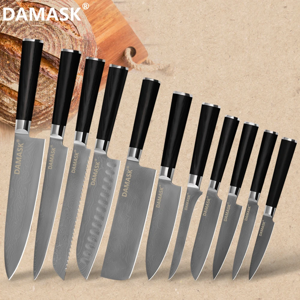 

Damask 5-11 PCS Set Damascus Kitchen Knife Set Ultra Sharp Blade Japan Damascus Chef Knive Set Sashimi Cooking Slicer Tool Sale