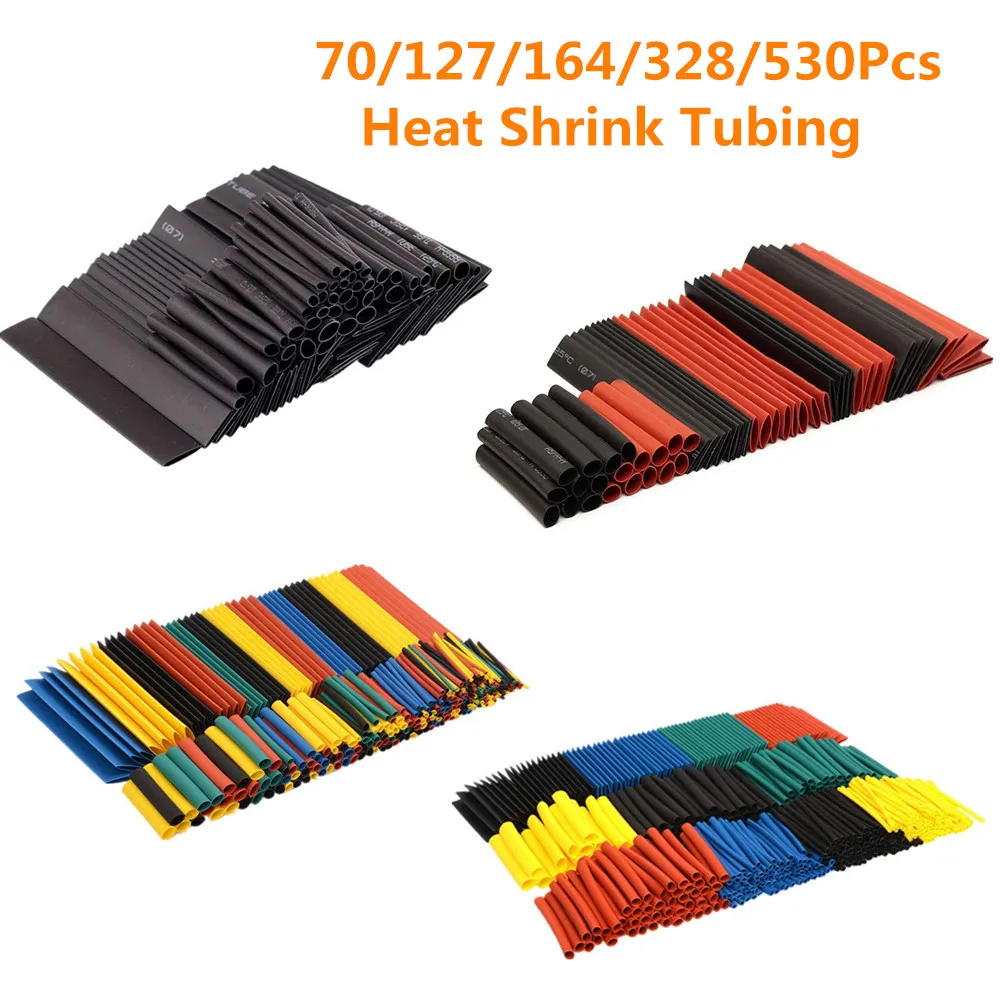 

70/127/164/328/530 pcs Assorted 2:1 Polyolefin Heat Shrink Tube 1.0-14.0mm Wrap Wire Insulated Cable Sleeve Shrinkable Tube Kit