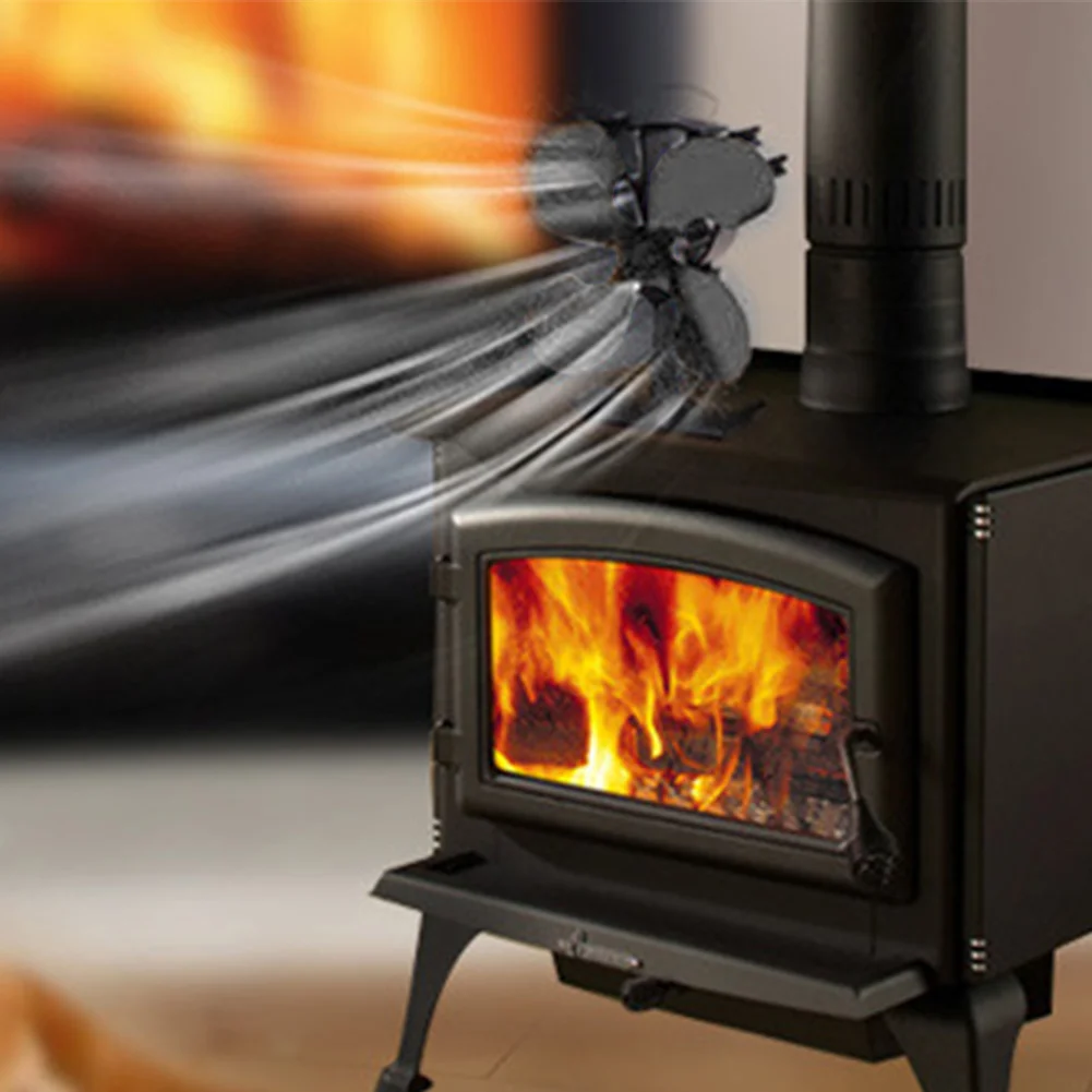 

Smoke-free Eco-friendly Wood Stoves 4 Blades Blower Home Fireplace Without Electricity Heat-driven Chimney Fan #1206