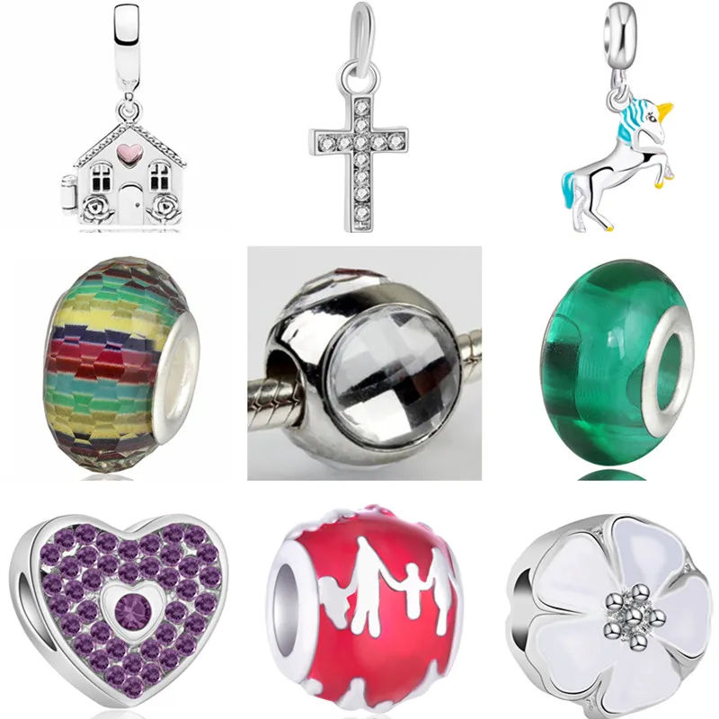 

Maxi Cute Ball Shoe Umbrella Mouse Panda Horse Cross Pendants Beads Fit Original Pandora Charms Bracelets for Women Lover DIY