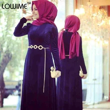 Muslim/Kaftan Evening Dress Long Sleeve Prom Dresses With Hijab DuBai Celebrity Dresses Velvet vestido de festa Free Shipping