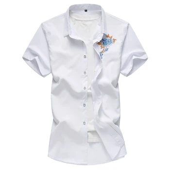 

MOGU New Summer Short Sleeve Mens Casual Shirts Floral Print 3 Colors Comfortable Slim Fit Homme Shirt High Quality Fashion Tops