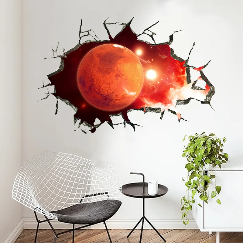 

1pc 3D Stereo Wall Sticks PVC Waterproof Removable Earth Sky Planet Galaxy Pattern Art Decals Home Living Room Floor Decoration