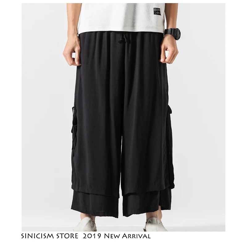 Sinicism Store 2020 мужские брюки с широкими штанинами летняя одежда из хлопка и льна