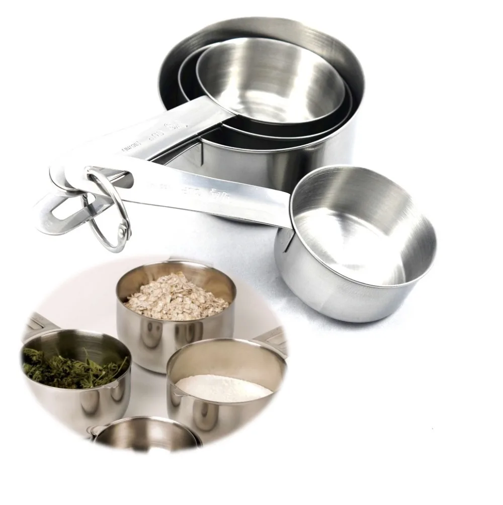 

Stainless Steel Handle Measuring Cups Set of 4 Cooking Tools Kitchen Seasoning Spoons Measuring Set Tools For Baking Coffee