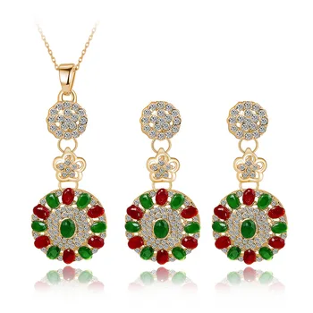 

Luxury Necklace Sets for Women Ethiopian Jewelry Mroccan Fashion Bridal Jewelry Sets Rhinestone Earring and Nicklace