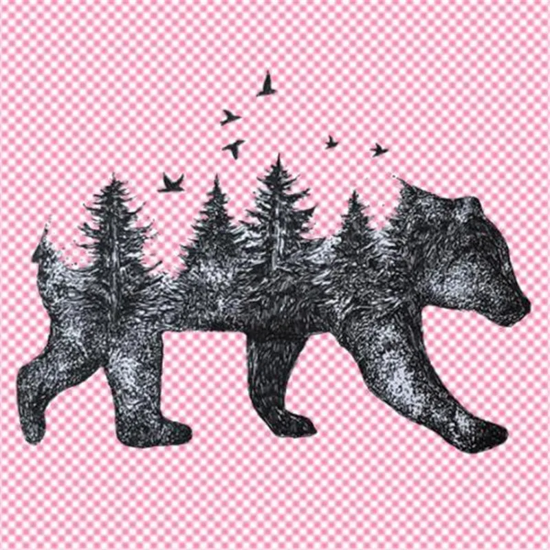 

Cute PVC Patch deal with it Clothes Heat Transfer Printing Forest Bear T shirt girl iron on patches for clothing women Stickers