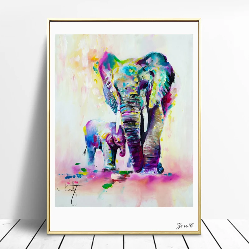 

Nordic Style Canvas Art Prints Painting Poster, Print Oil Painting Elephant Wall Pictures for Home Decoration, Wall Decor