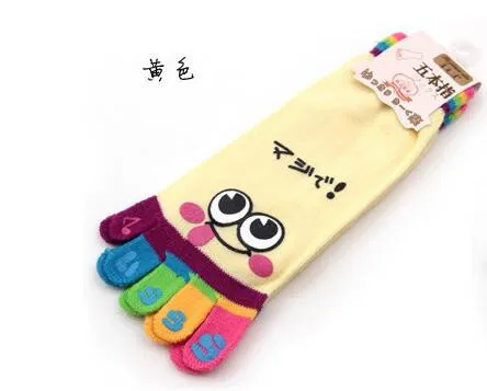 ankle socks women 1pair/lot Cute Cartoon Smile Print Toe Socks Five toe cartoon cotton Socks female cotton funny socks sockwell compression socks
