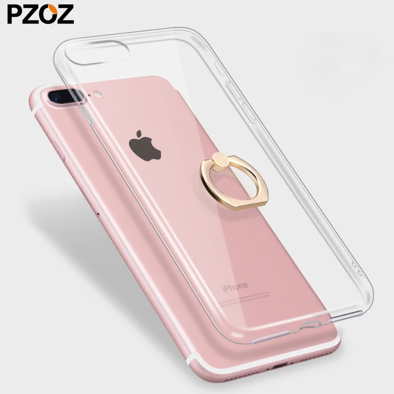 PZOZ for iphone 8 case cover transparent Silicone with ring holder iphone8  8plus for iphone 8 plus case luxury finger ring stand|for iphone|iphone  coversilicone case - AliExpress