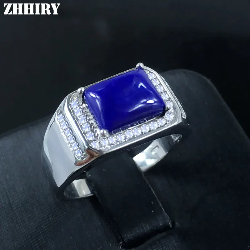

Man Natural Lapis Lazuli Gemstone Ring Real 925 Sterling Silver Men And Women General rings Genuine Jewelry