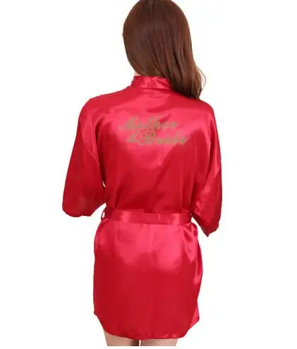 RB91 Fashion Silk Bride of Mother Robe with Gold Letter Sexy Women Short Satin Wedding Kimono Sleepwear Get Ready Robes women sleepwear bride robes silk robe sleepwear pajamas