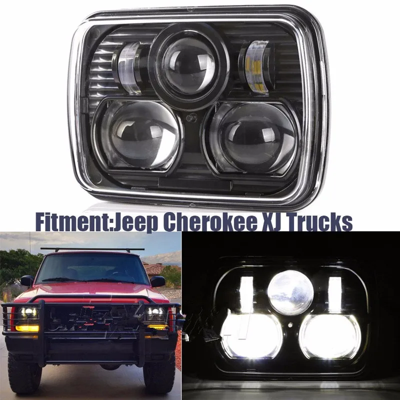 2PC New Black 5 X 7 LED Headlight Replacement for Jeep Cherokee XJ Trucks