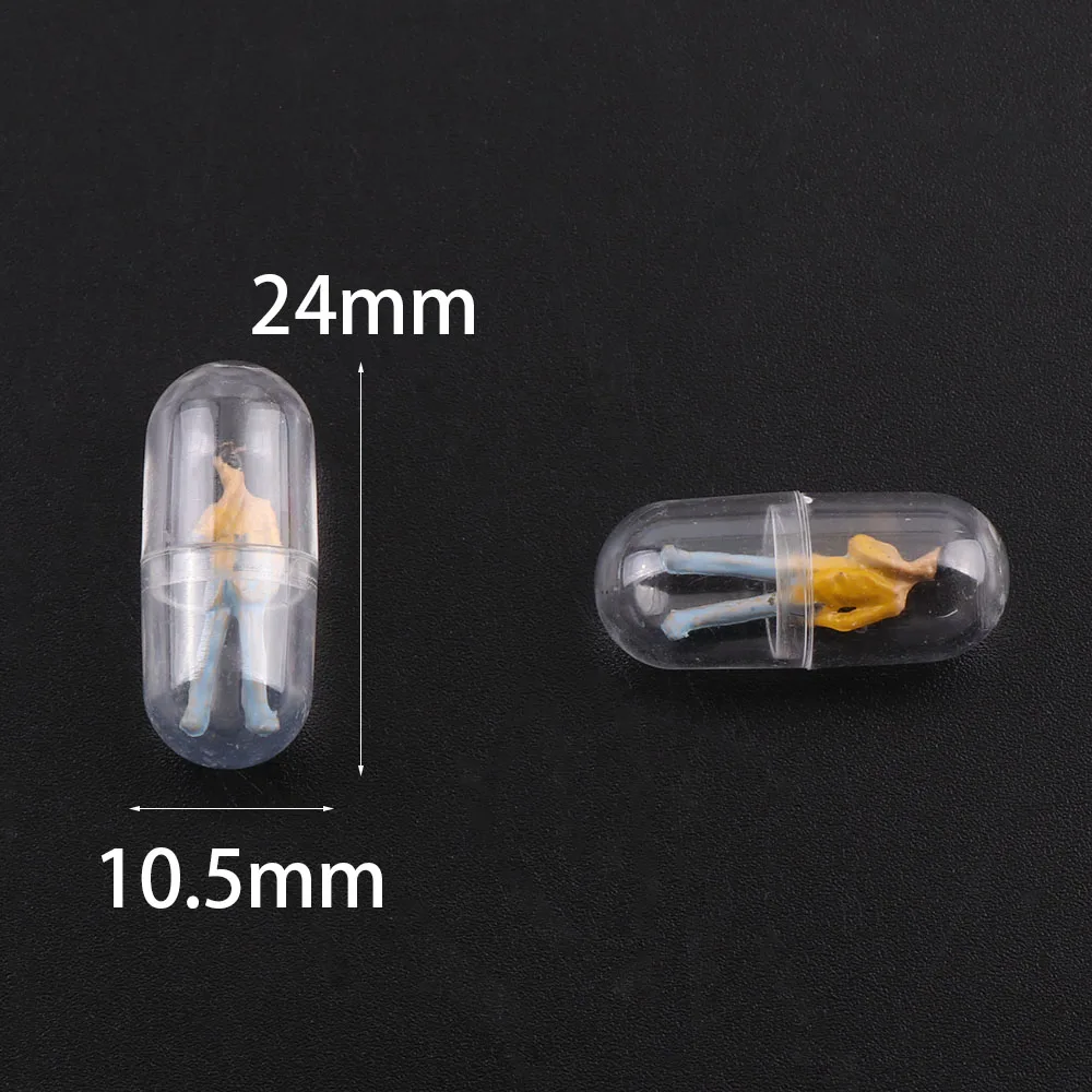 Plastic Transparent Capsule Pill Humanoid Medince Pill Bottle Shape Figurines Make Earring Jewelry Accessories 20pc