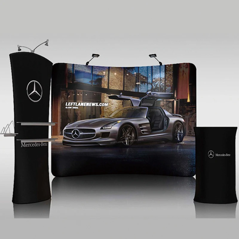 

10ft protable tension fabric curved trade show display booth pop up banner stand backdrop wall custom graphic printing Free ship