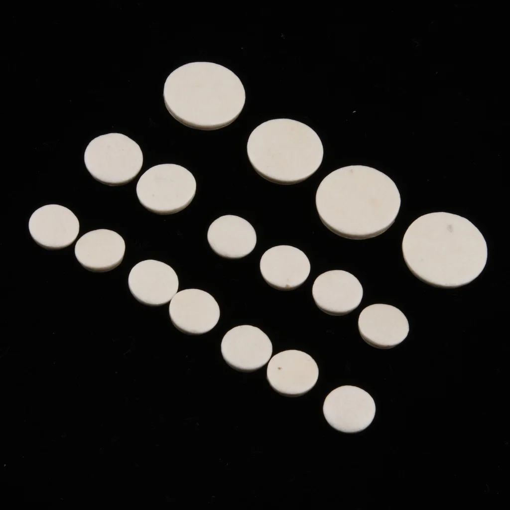 17 Pieces Clarinet Key Cushion Pads Mat for Woodwind Instrument Parts 17/15/12/10mm Diameter