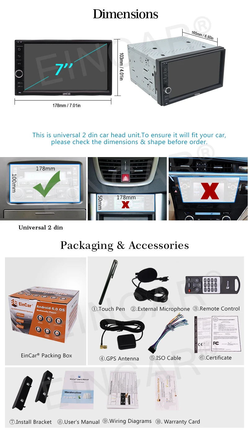 Excellent Android 6.0 Car styling Cassette Stereo GPS Navigation Double 2 Din Touch Screen Support WiFi Bluetooth+Backup Camera+Microphone 9