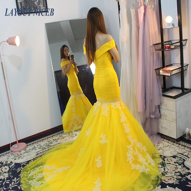 WY03 желтый атласная с плеча халат De Soiree Русалка вечернее платье 2018 Выходное платье с набивным цветочным рисунком