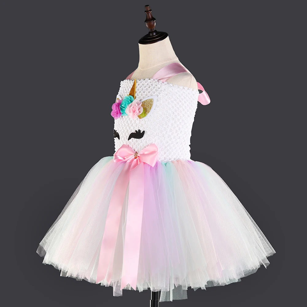 Candy Pony Unicorn Pattern Flower Girl Christmas Dress Princess Unicorn Costume for Girls Halloween Toddler Kids Girls Hot Dress (3)