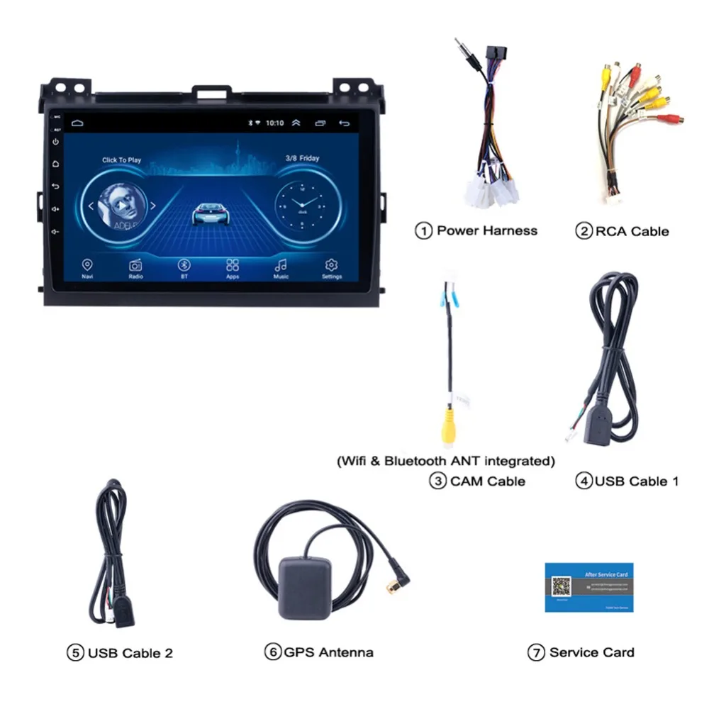 Top Super Slim Touch Screen Android 8.1 radio GPS Navigation for toyota prado lc120 headunit tablets Stereo Multimedia Bluetooth 1