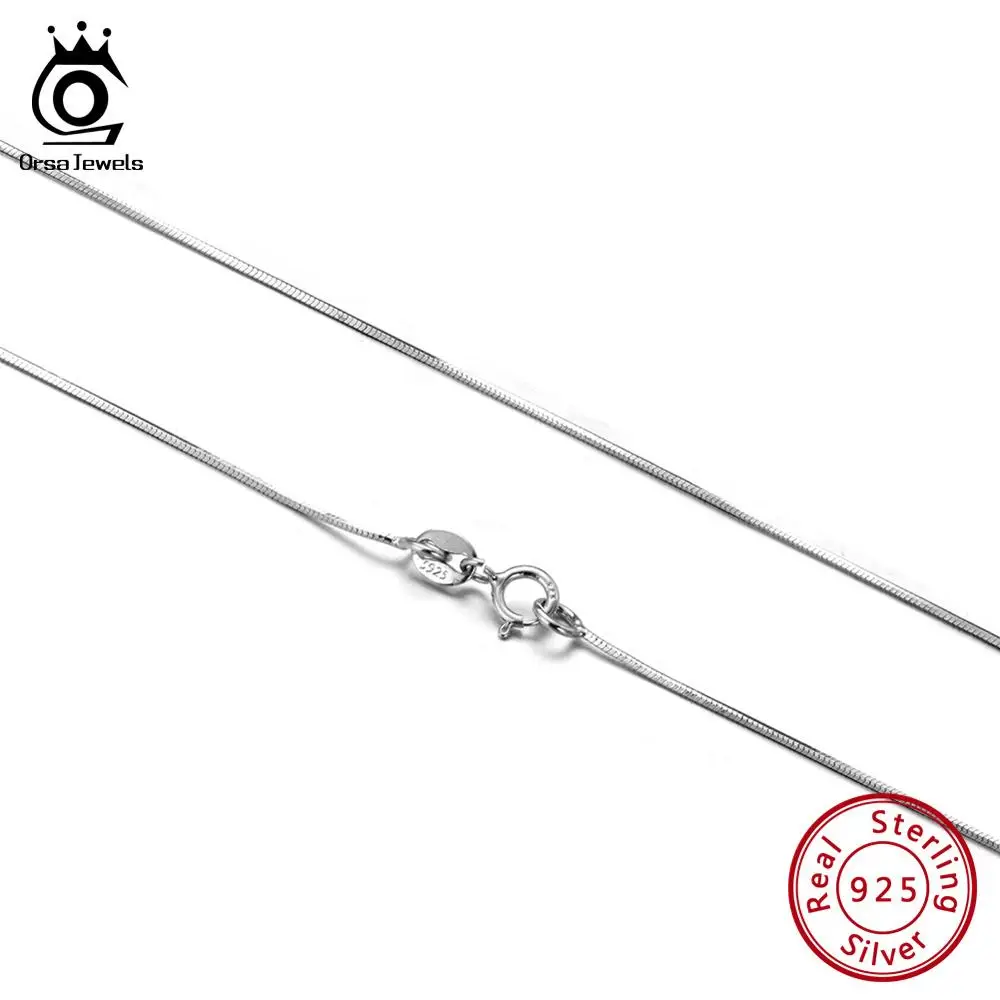 

ORSA JEWELS Real Silver 925 Snake Chain Necklace For Women Men 45cm Long Basic Chain Fashion Silver Jewelry Collares 2019 OSC19
