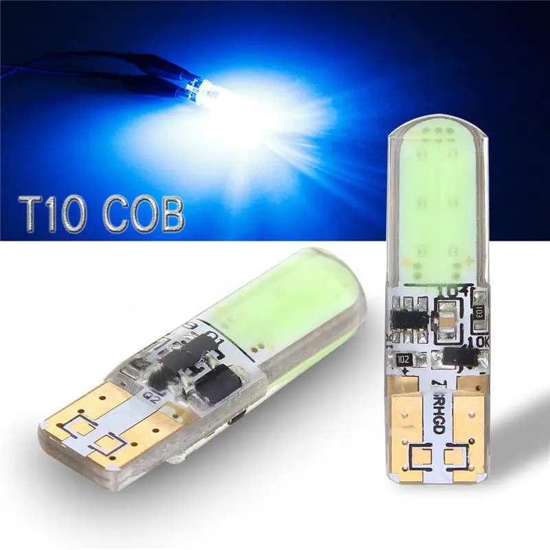 2 шт./компл. T10 W5W COB светодиодный автомобиль кремнезема со стробоскопической