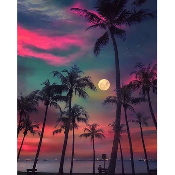 

Home Decor DIY 5D Diamond Embroidery Sunset glow Cross Stitch Set Abstract Oil Painting Resin Hobby Craft