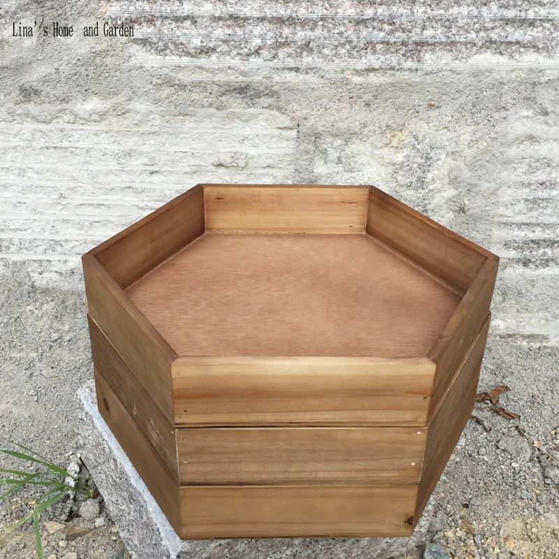

hexagon handmade vintage brown solid cheap wood tray