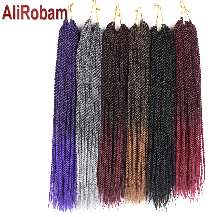 AliRobam, вязанные крючком косички, Сенегальские скрученные серые, низкая температура, синтетические косички, наращивание волос для черной женщины, 30 прядей/упаковка