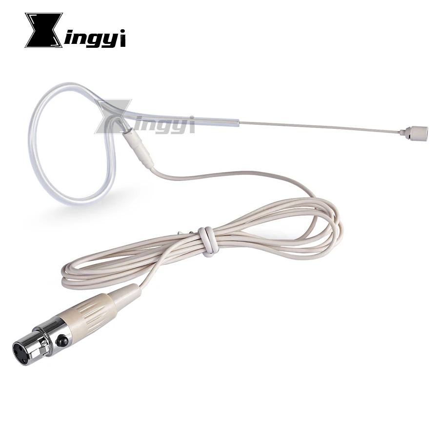 Beige Mini XLR 3 Pin TA3F Wired Single Earhook Headset Mic Condenser Microphone Mike For SAMSON Wireless Bodypack Transmitter |