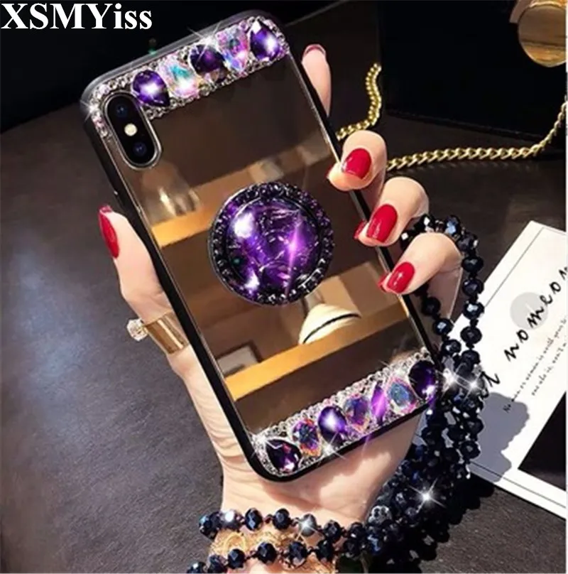 XSMYiss зеркало Стразы макияж для женщин чехол iphone X XS MAX XR 11 Pro 6 6S 7 8 PLUS Блеск Алмазный