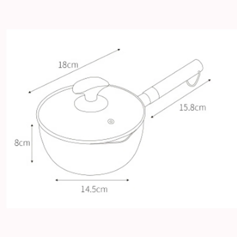 18 см мини молочный горшок с антипригарным покрытием черные прочные вареные пельмени лапша пищевые горшки антипригарный горшок алюминиевая сковорода с деревянной ручкой