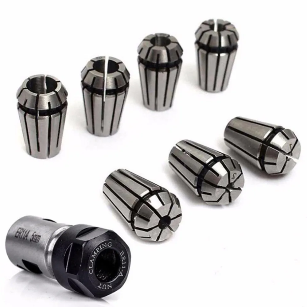 

7pcs ER11 Spring Collet Set with 5mm ER11A Extension Rod Motor Shaft Holder for CNC Engraving Machine Milling Lathe Tools