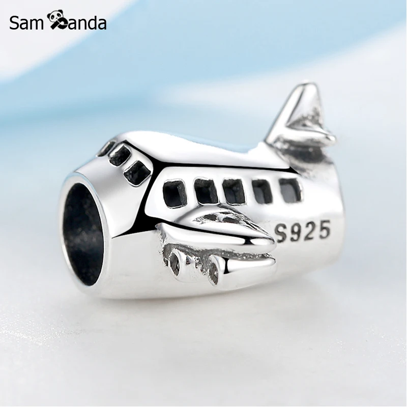 

Authentic 100% 925 Sterling Silver Charm Bead Love to Travel Airplane Charms Fit Pandora Bracelets & Bangles Women DIY Jewelry