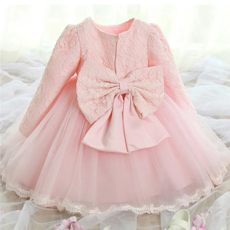 

Kids Dresses For Girls 1-6Years Cute Long Sleeve Lace Flower baby girl dresses party and wedding birthday dress robe fille
